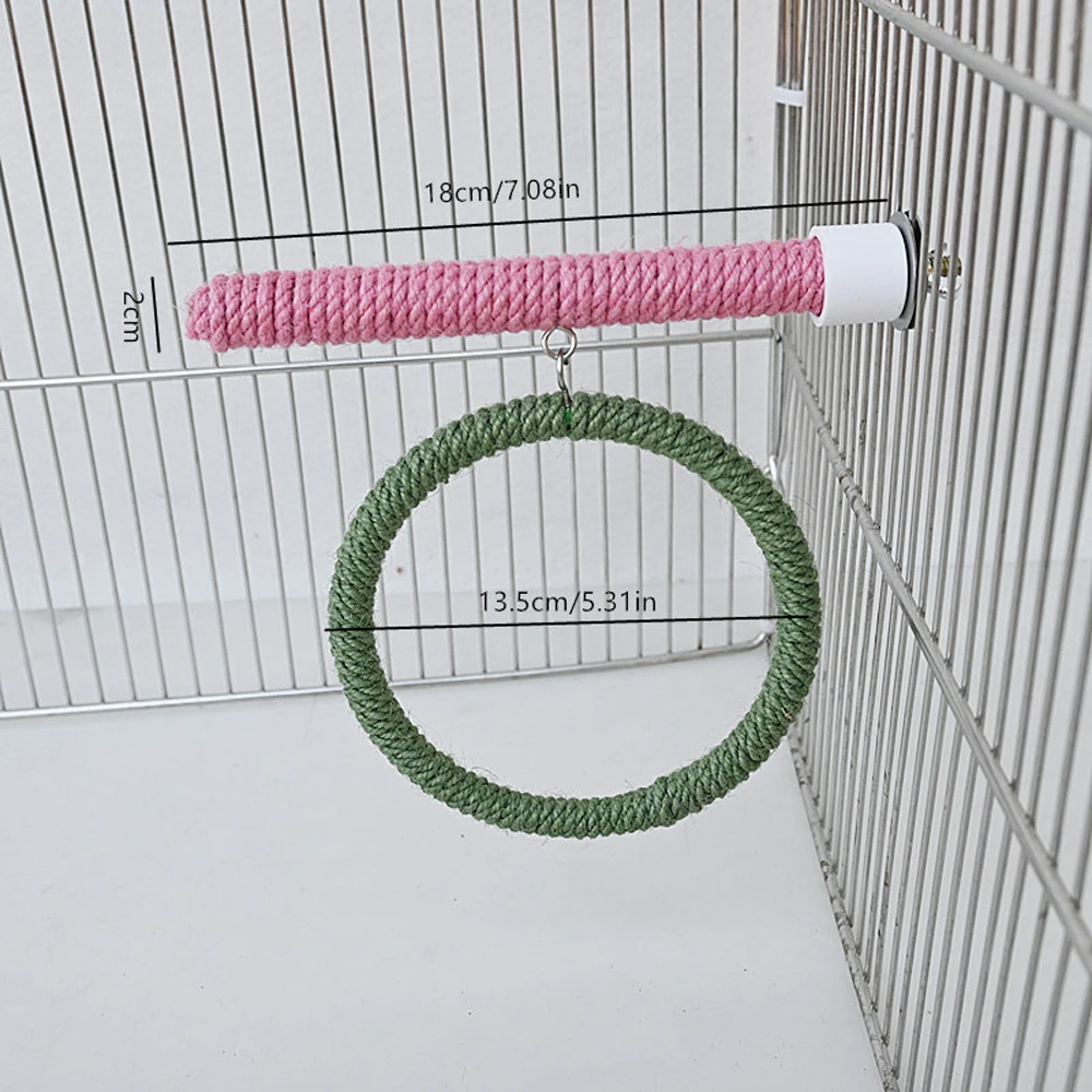 Linen Rope Pet Bird Parrot Stand Toy Chewing Bite Toy Parrot Perch Hanging Cage Swing Rope Ring Stand Climb Bird Supplies parrot toy bird toy bird cage accessories bird perch stand bird swing toy
