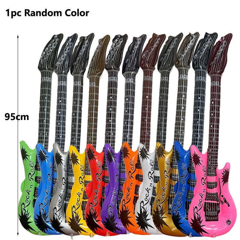 Inflatable Rock Star Toy Inflatable Boom Box Mobile Phone Guitar Bass for 80's 90's Party Decorations Rock & Roll Party Supplies