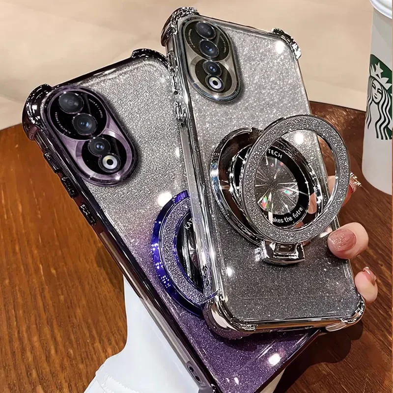 Luxury Magnetic Bracket Shockproof Glitter Case with Holder
