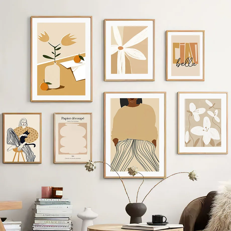 

Vintage Boho Girls Geometric Vase Shapes Wall Art Posters Prints Nordic Canvas Painting Abstract Pictures For Living Room Decor