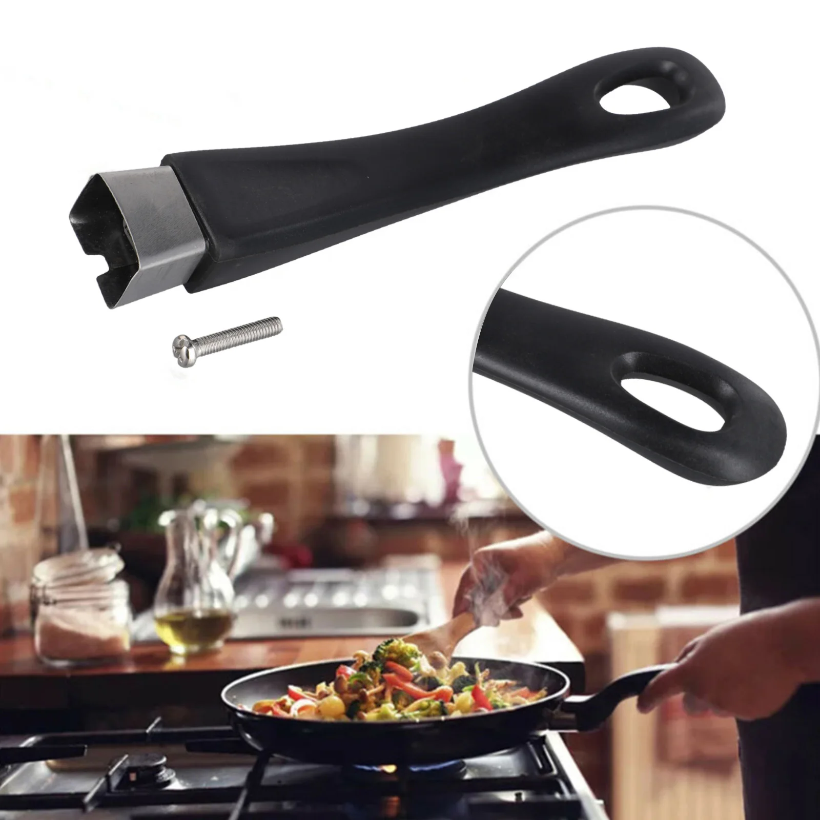 1pc Pot Replacement Handle Heat Resistant Bakelite Insulation Pot Handle Cookware Parts Kitchen Accessories With Screw
