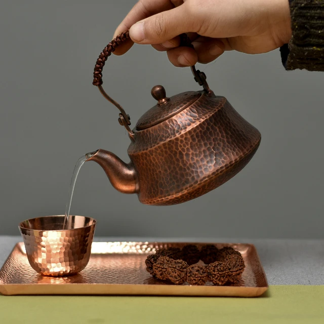 Small Copper Tea Kettle ~ Pot with Wood Handle - Ruby Lane