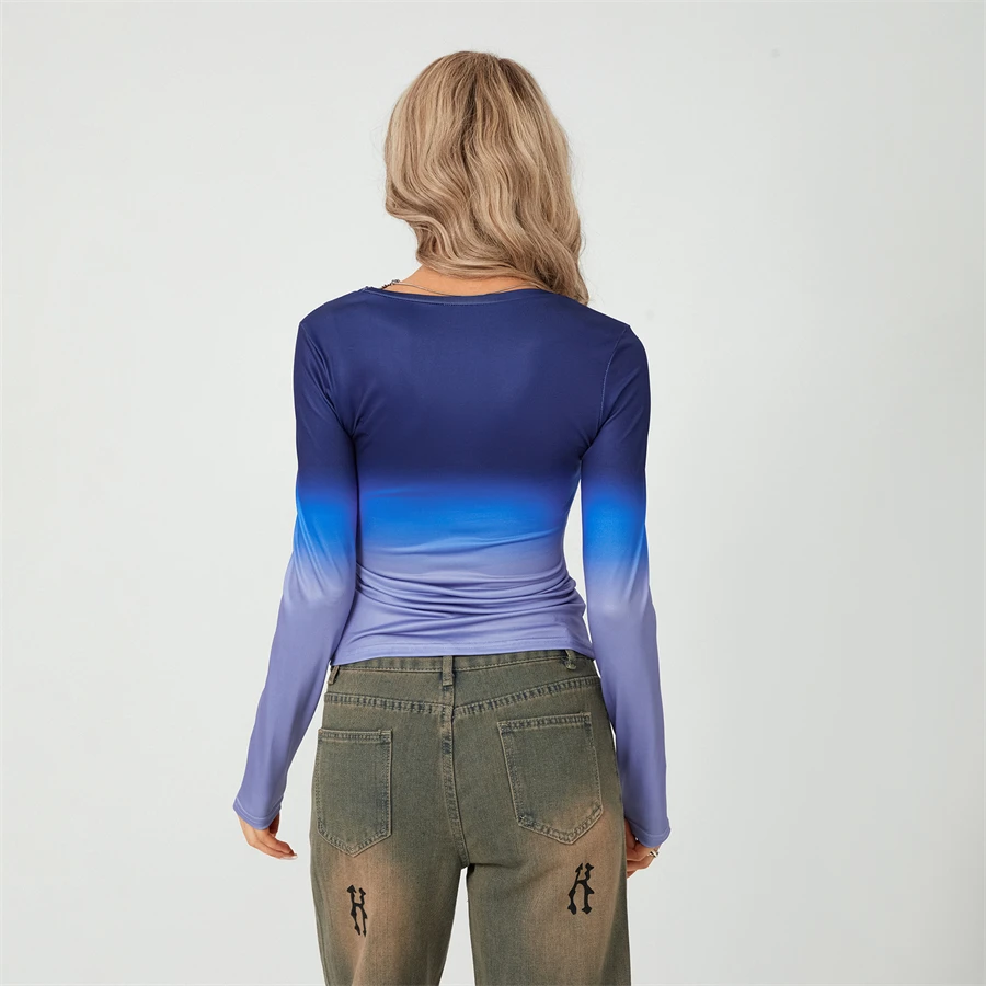 Camisetas básicas de Color liso para mujer, camisetas informales de manga larga, jerséis ajustados para otoño y primaver