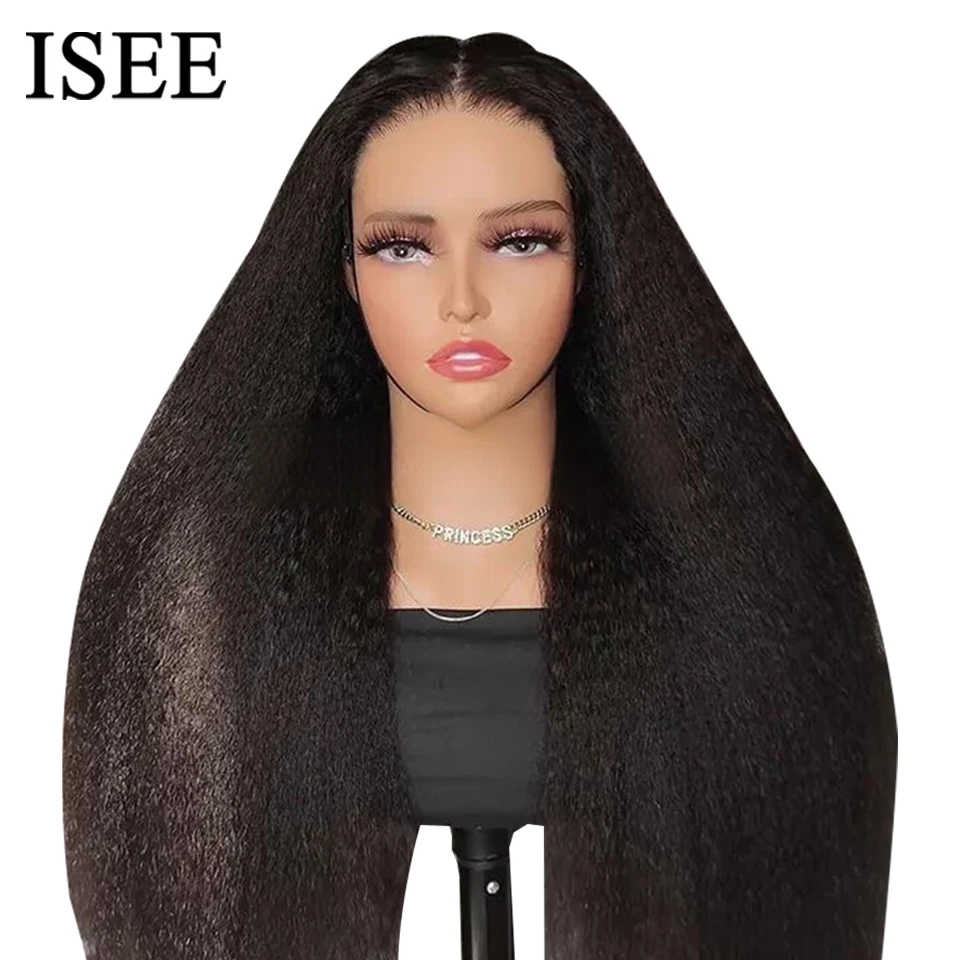 Wear Go Glueless Parrucche ISEE Capelli Brasiliani Crespi Lisci 7x5 HD 100% Glueless Parrucche Umane Prepizzicate Pronto per Go Pre Cut No Colla - immagine 2