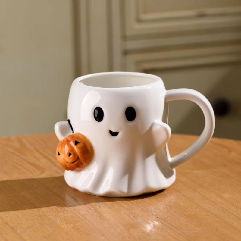 Whimsical Pumpkin Ghost Mug - Cute and Practical Spirit Mug, Unique Halloween Gift for Home Decor Creative and Interesting