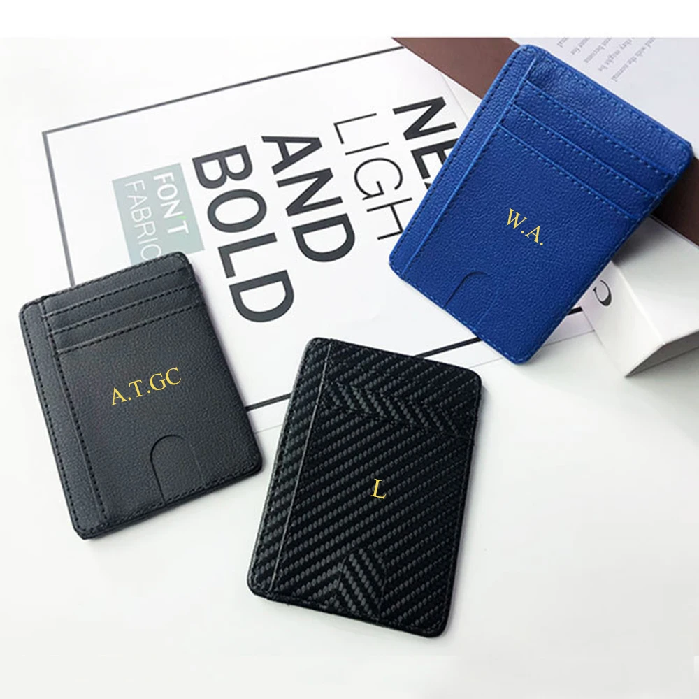 Benutzer definierte Name ID-Karten halter Mode schlanke Frauen personalisieren Initialen Mini-Kreditkarte Brieftasche DIY Männer Geschenk Gravur Logo Karten inhaber – Detail 15