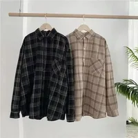 Autumn/Winter Retro Long Sleeve Plaid Shirt Korean Fashion Versatile Autumn Plaid Shirt Loose Versatile Top - Image 6