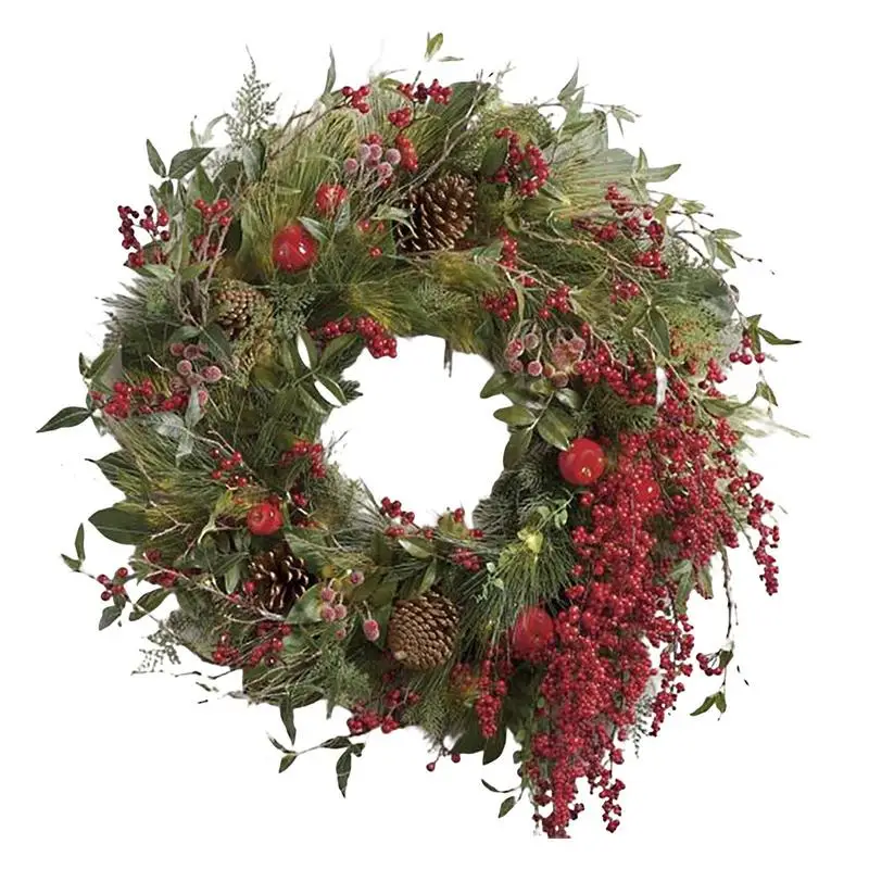 

Christmas Door Berry Wreath Front Artificial Garland Red Outdoor Winter Pine Holiday Decor for Fireplace Christmas Tree Window