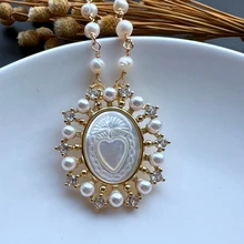  Promotion! Natural Freshwater Pearl San Benito & Guadalupe Mother Pearl Shell Necklace Grace & Angel Necklace for Women & Gift 