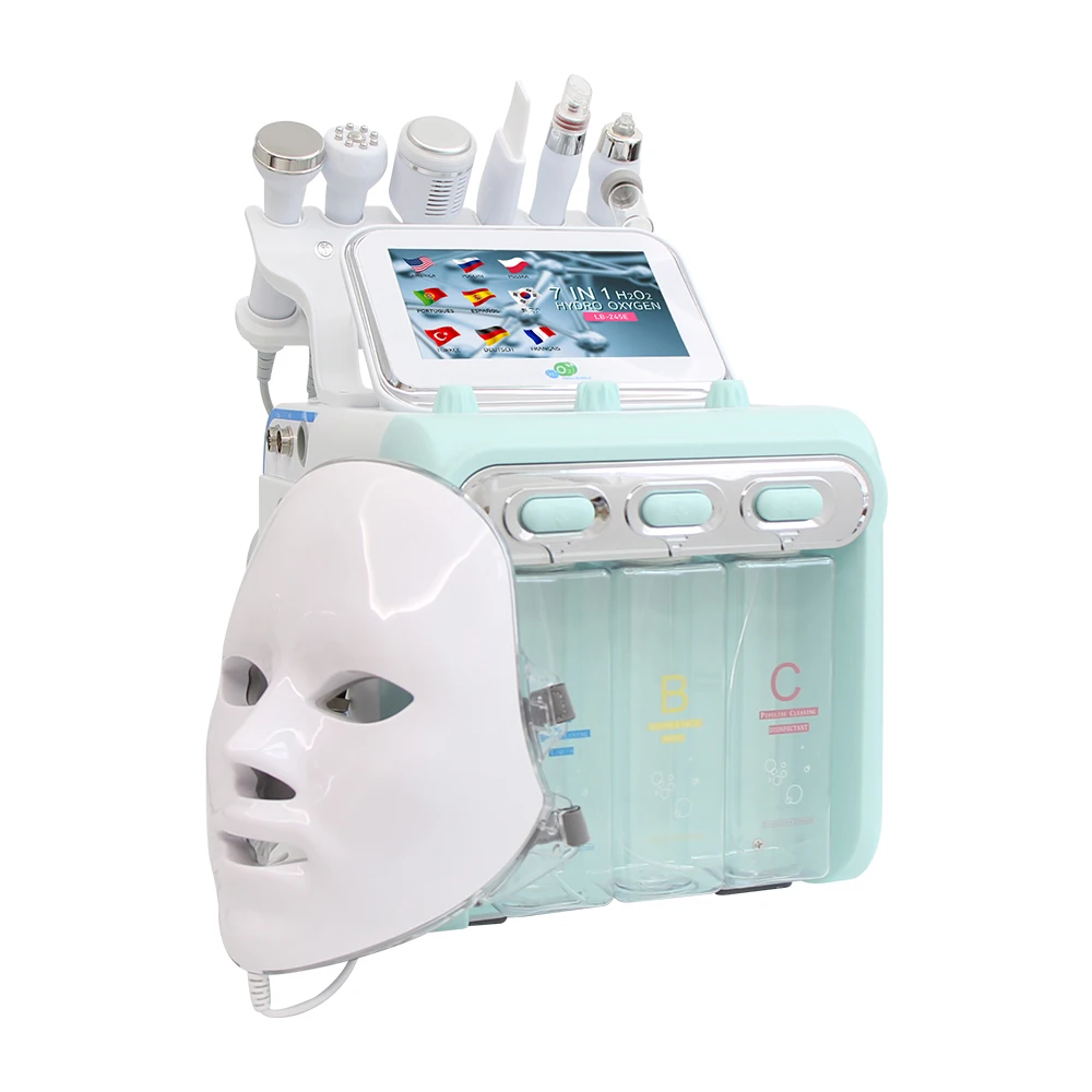 AOKO-máquina de belleza 7 en 1 para el cuidado de la piel, dispositivo de hidrodermoabrasión portátil, chorro de oxígeno y agua, Peeling de Diamante, microdermoabrasión