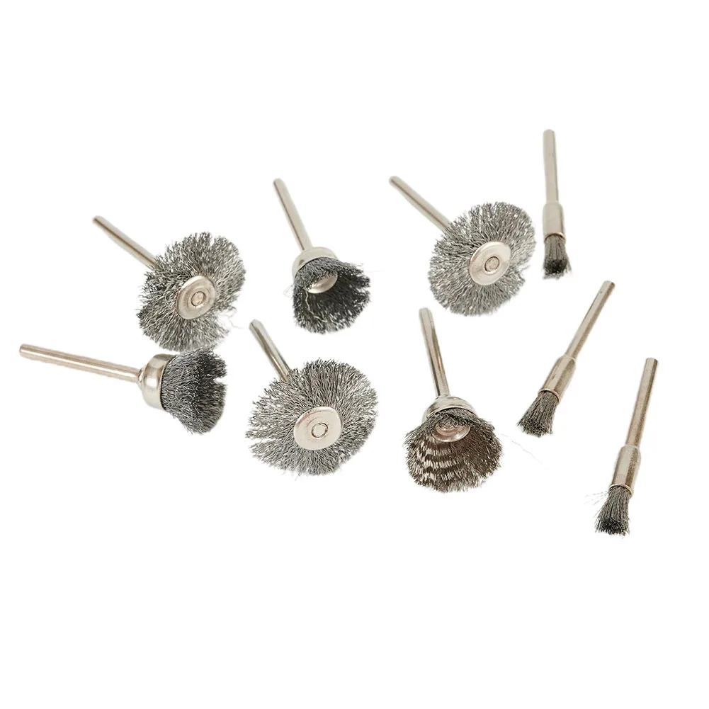 9Pcs/set Steel Wire Brush For Dremel Rotary Tool Paint Rust Removal Polishing Grinding Wheel Metal Polishing Cleaning Brush 3