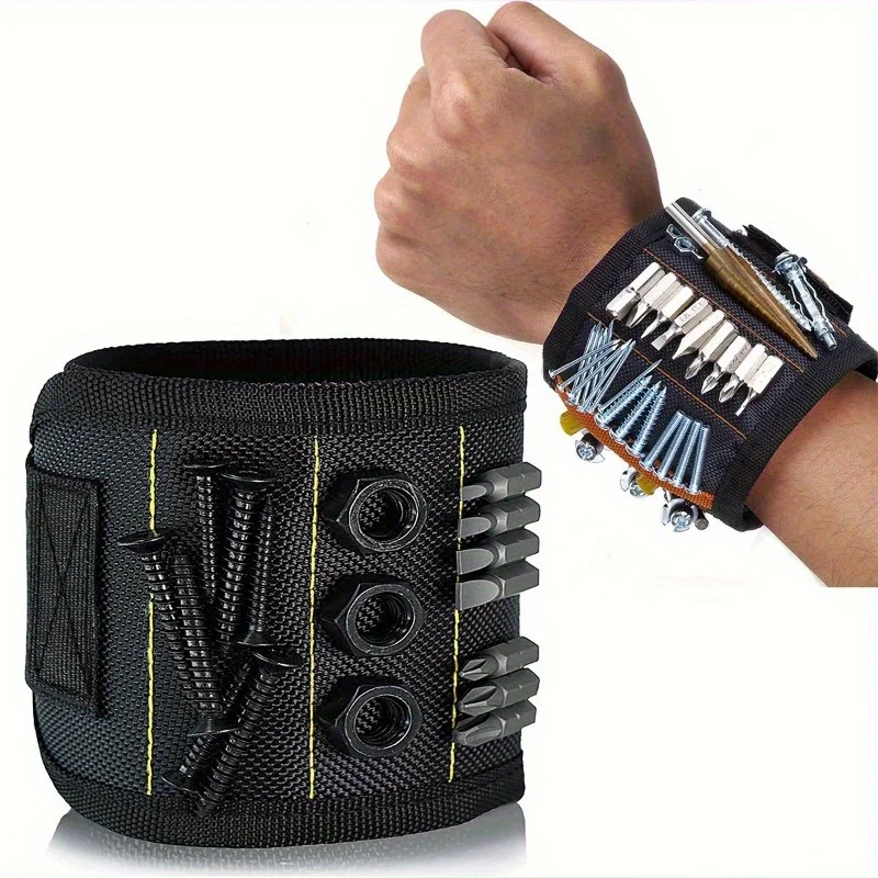Magnetic Tool Holder Wristband - Adjustable, Heavy-Duty Fabric with Embedded Magnets, Portable Handyman Accessory