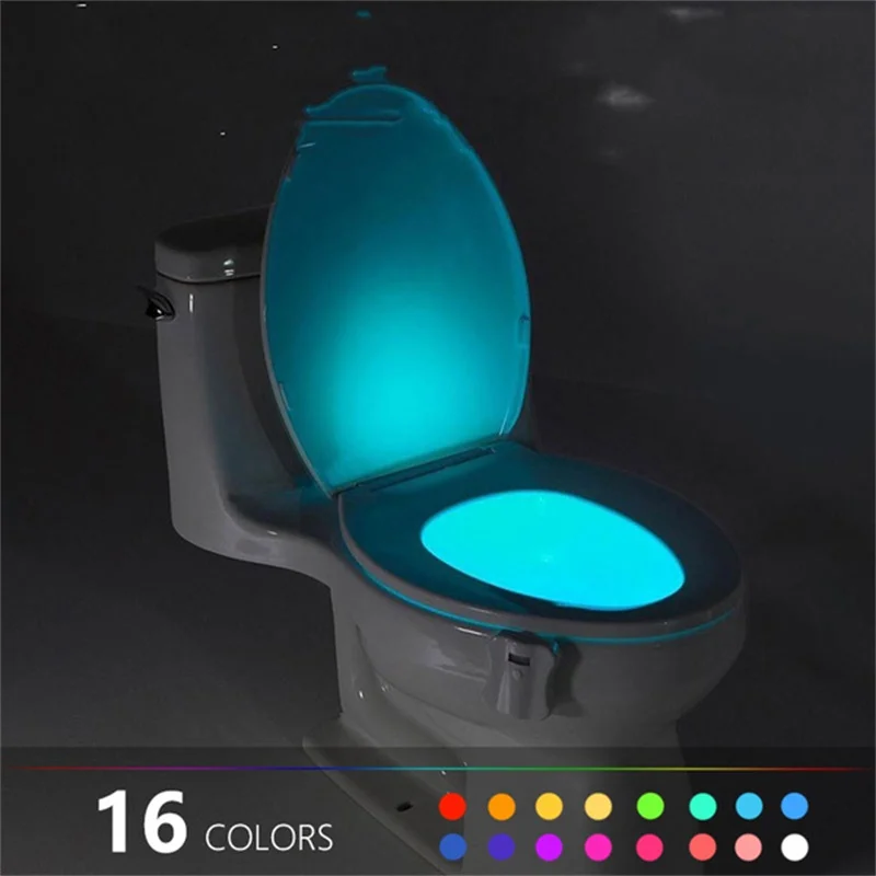 1pc 16 couleurs lumière de toilette, veilleuse à capteur de mouvement  humain, accessoires de salle de bain