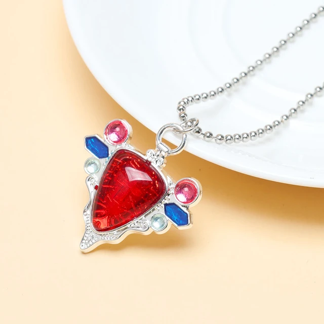 Anime JoJo Bizarre aventure Collier Joseph Joestar colliers femme mode rouge rubis pierre coeur Collier Cosplay Collier 1
