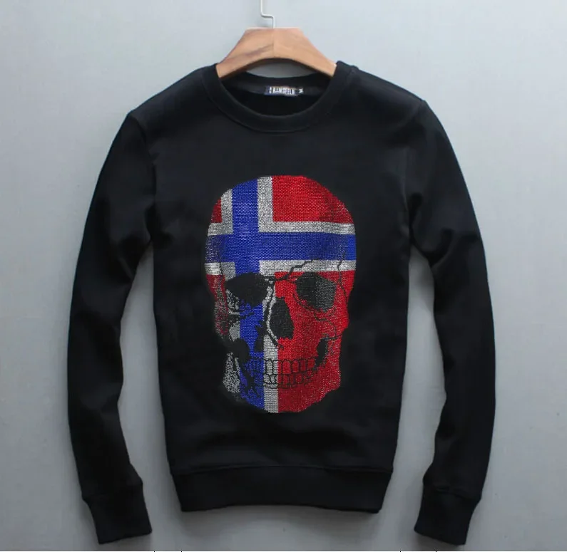 

S-4XL худи с изображением черепов мужская толстовка с рисунком аниме Hot drill, мужские худи с бриллиантами, пуловеры, мужская одежда