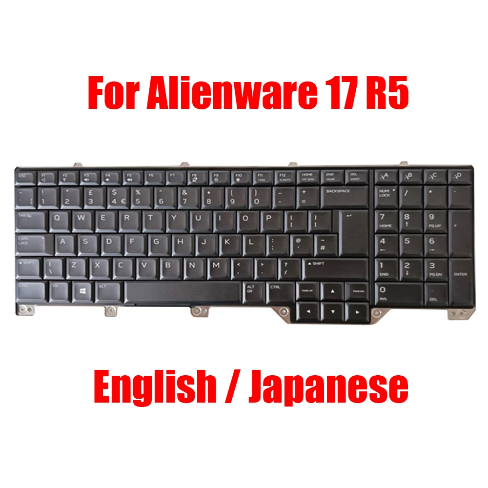

US JP Laptop Keyboard For Alienware 17 R5 0XN2XW XN2XW 0CN8N3 CN8N3 PK132F11A00 PK132F11A00 English Japanese Black With Backlit