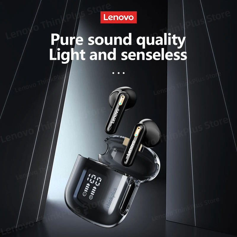 레노버 LP6 프로 초이스 TWS 무선 블루투스 5.3 헤드폰, 스포츠 이어버드, 듀얼 HD 마이크 이어폰, 긴 내구성 마이크 포함