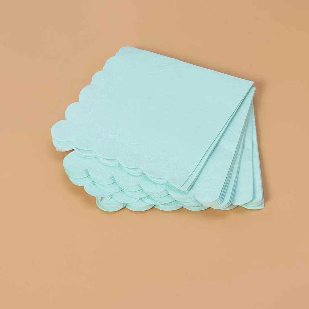 16 Pcs Wave Napkins 33cm Mint Paper Party Disposable Decorative Table Banquet Hotel Stylish Elegant Festive Atmosphere