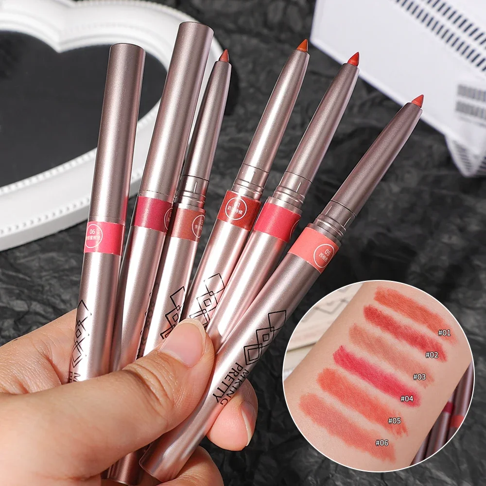 Nude Lipliner Lipstick Pencil Waterproof Matte Sexy Red Pink Contour Tint Lipstick Lasting Non-stick Cup Lips Makeup Cosmetics 5
