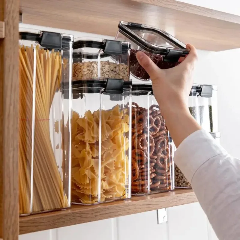 Food Storage Box Set Food Containers Kitchen Organizers Spaghetti Noodles Sealed Tanks Cans Bottles