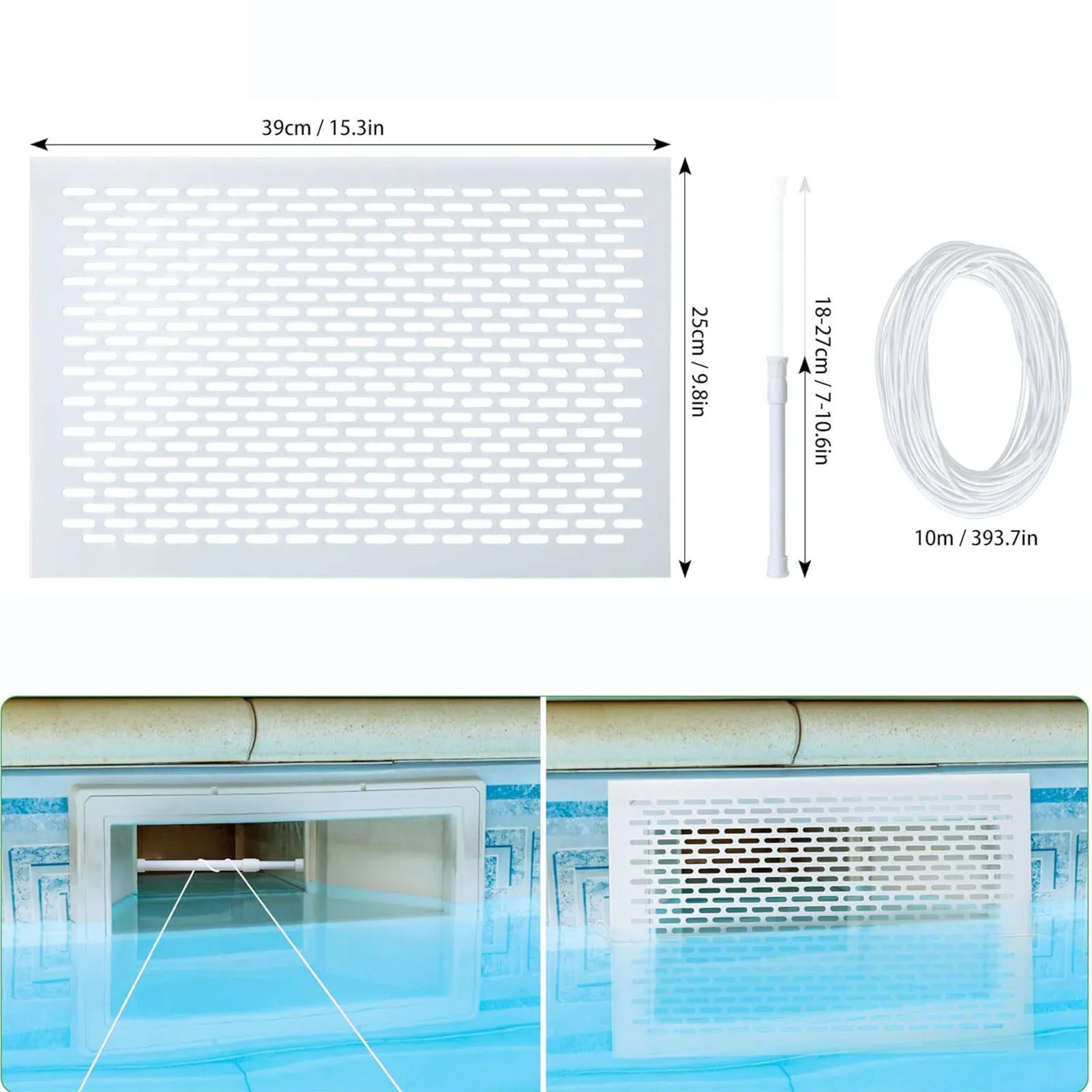 Skimmer Guard Kit Pool Leaf Catcher Spring Action Net System Protective Prevent Debris Blockage Easy Assembly White