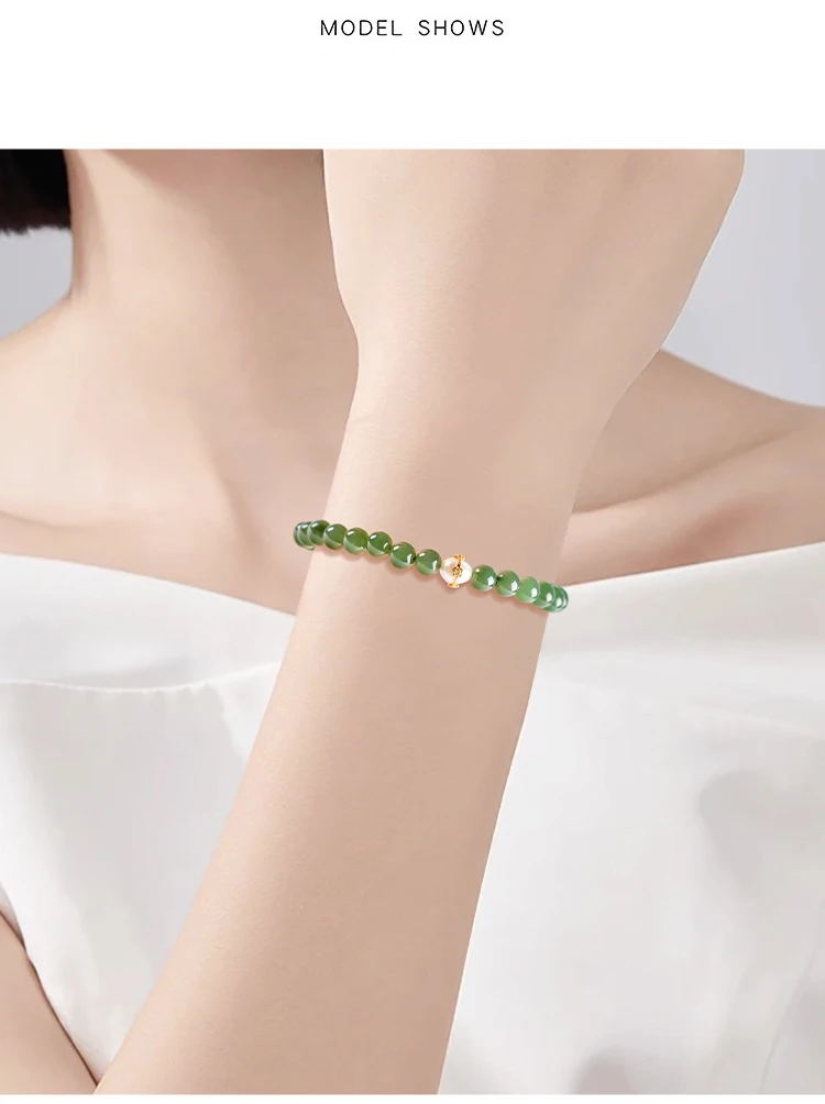 Natürliches altmodelles Hetian-Jade-Jaspis-Perlenarmband für Frauen, alter Stil, Edelstein-Hand, High-End-Geschenk, Unterstützung im Großhandel – Detail 8