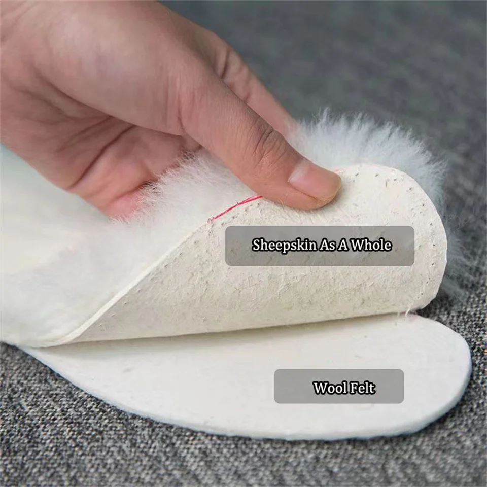 100% Natural Sheepskin Lnsoles Winte Real Fur Wool Insoles Men Women Warm Soft Thick Warm Cashmere Snow Boots Shoe Pad