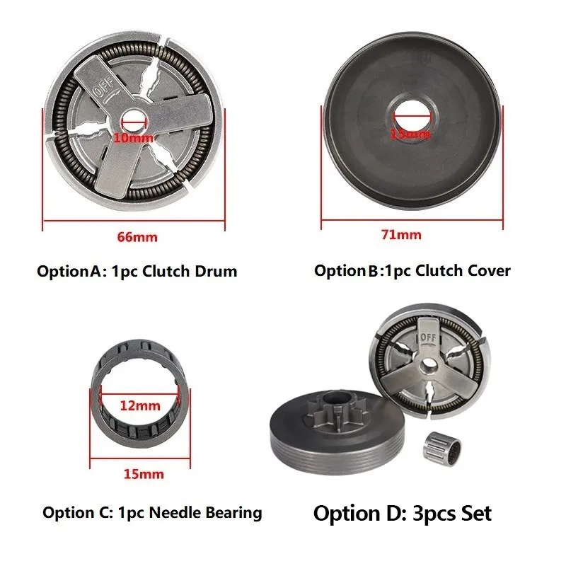 CMCP Clutch Drum & Clutch & Needle Bearing Fit For Chinese Chainsaw 4500 5200 5800 45cc 52cc 58cc 2