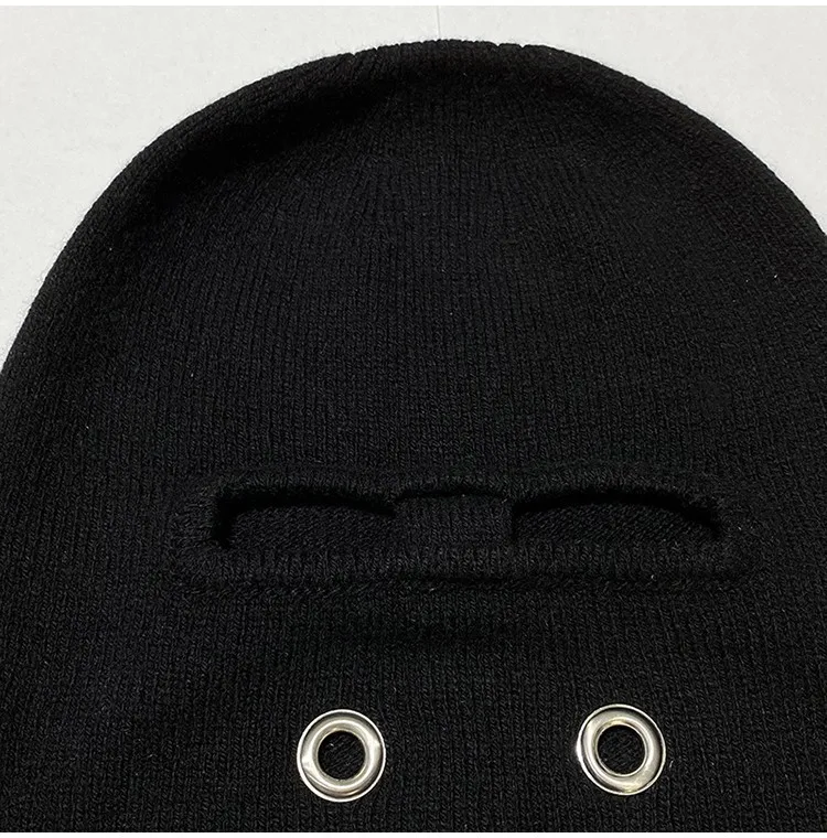 Y2K Ästhetische Gestrickte Sturmhaube Maske Für Männer Und Frauen Punk Rock Stil Warme Hip Hop Beanie Hut – Detail 3