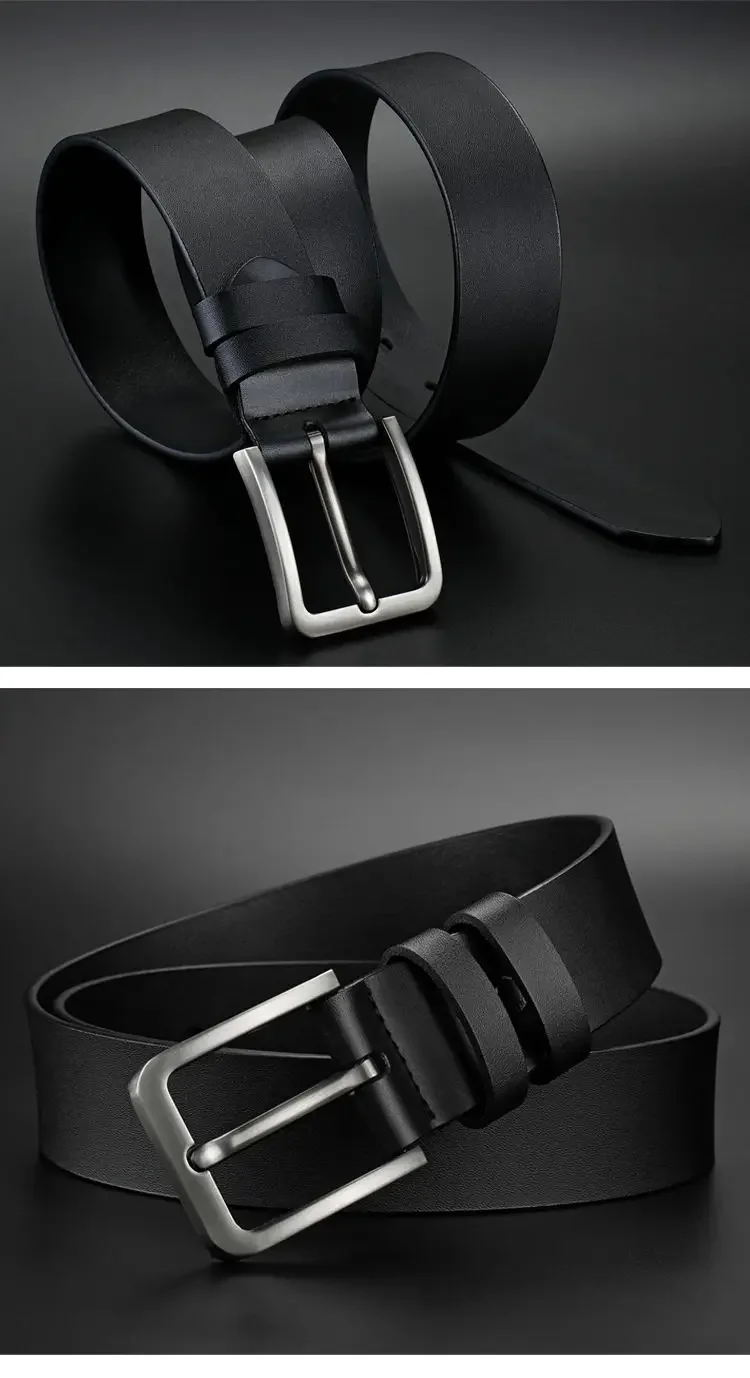 Mens Luxury PU Leather Belt - Alloy Square Pin Buckle Designer Jeans Accessory