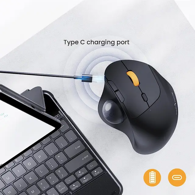 ProtoArc Wireless Trackball Mouse 2.4g Ergonomic Rollerball Mouse Rechargeable Bluetooth Computer Mice 3 Device Connection 4