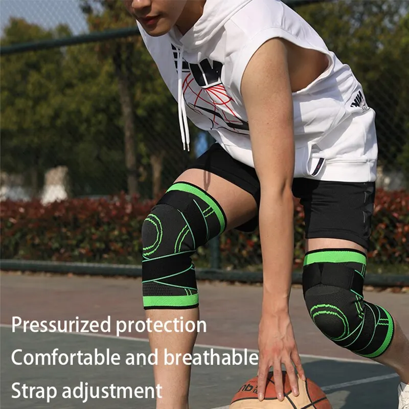 Knee Support Sleeve Compressions Adjustable Straps for Running Working Out Sports Wearing All Day