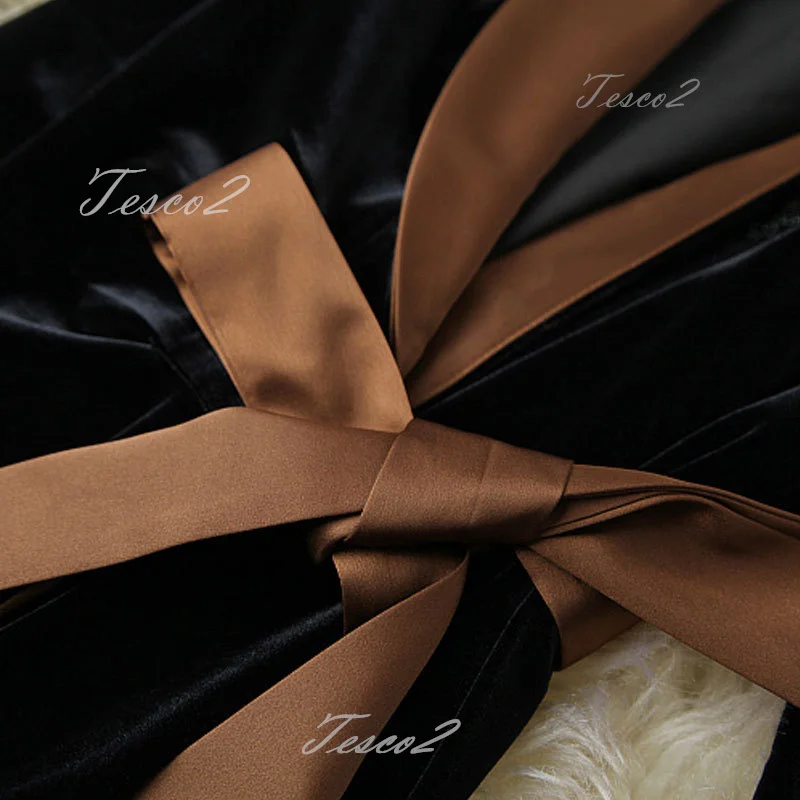 Tesco Women Autumn Winter Velvet Suit Set Blazer With Bead Tie Up Bow High Waist Wide Leg Pants For Office Wear Elegant Pantsuit