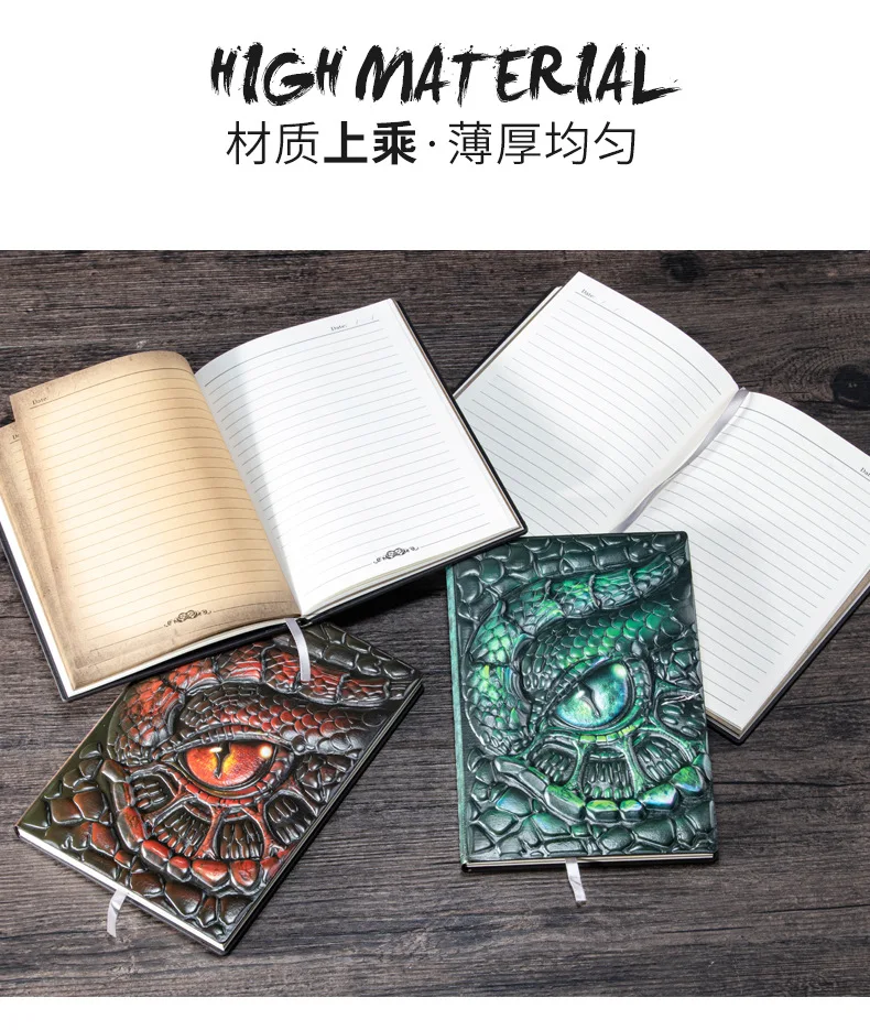 A5-Notizbuch, Retro-Hardcover-Ledereinband mit Drachenprägung, 100 Blatt/Buch, horizontale Linie im Büro-Lerntagebuch QP-04 – Detail 17