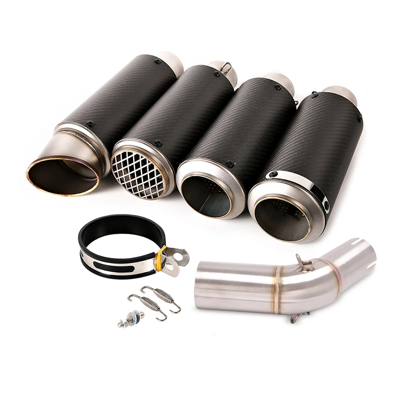 

Slip On 51mm Motorcycle Escape Exhaust System Mid Tube Connect Link Stainless Steel Carbon Fiber For SUZUKI DR300 HJ300 Any Year