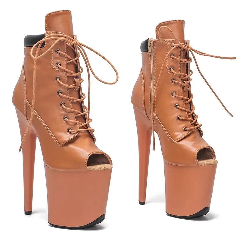 

Женские ботильоны с открытым носком Auman Ale, экзотические ботинки из искусственной кожи на высоком каблуке 20 см/8 дюймов, обувь для танцев на шесте, 530