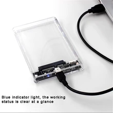 투명 HDD 케이스 HDD 인클로저 2.5인치 SSD SATA-USB2.0 Type-C 어댑터 휴대용 외장 하드 드라이브 박스 도구가 필요 없는 제품