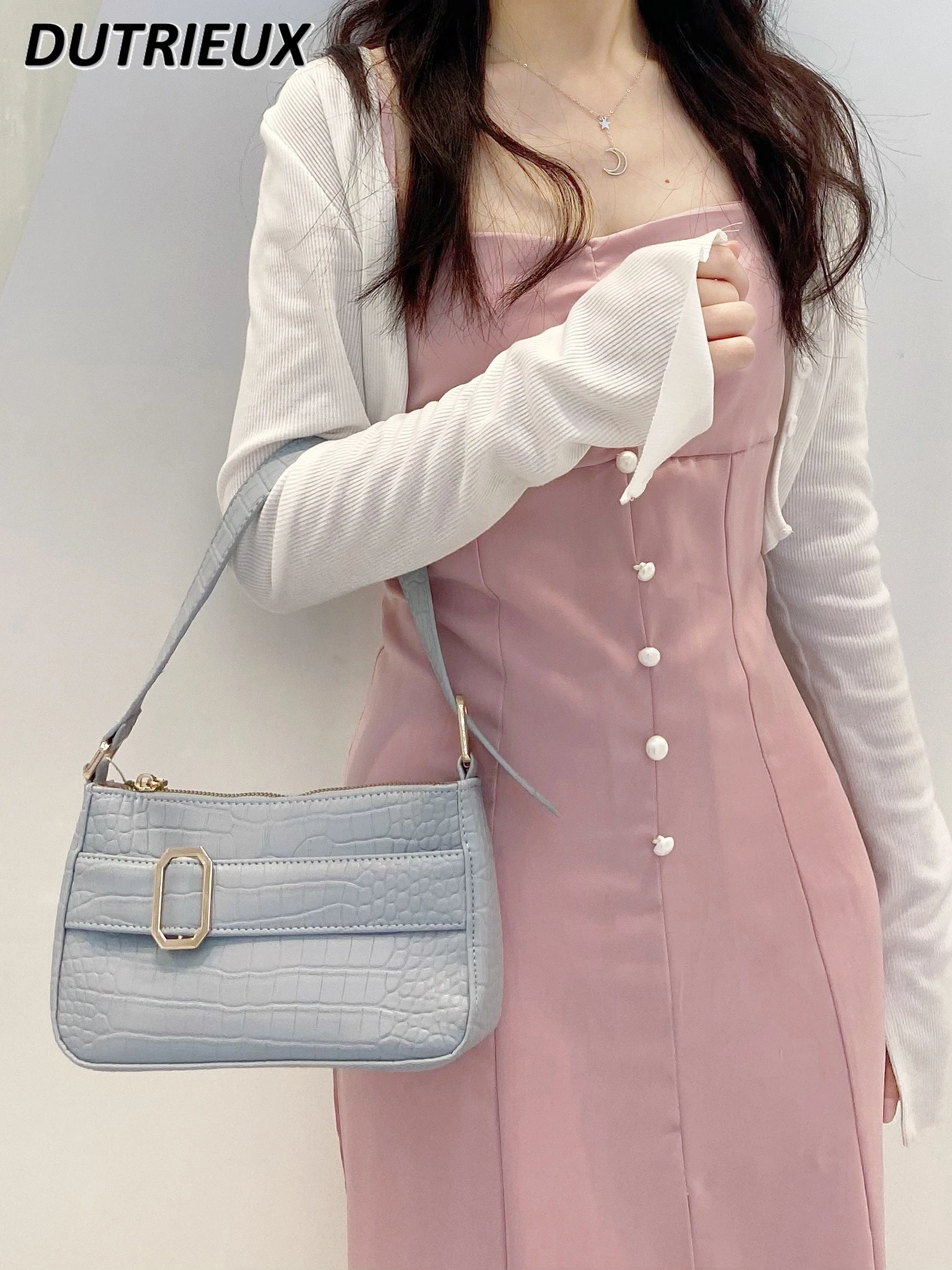 2024 New Elegant Ladies Underarm Bag Retro Lolita Bags Spring Summer Handbag Female Sweet Cute Solid Color Handbags for Women