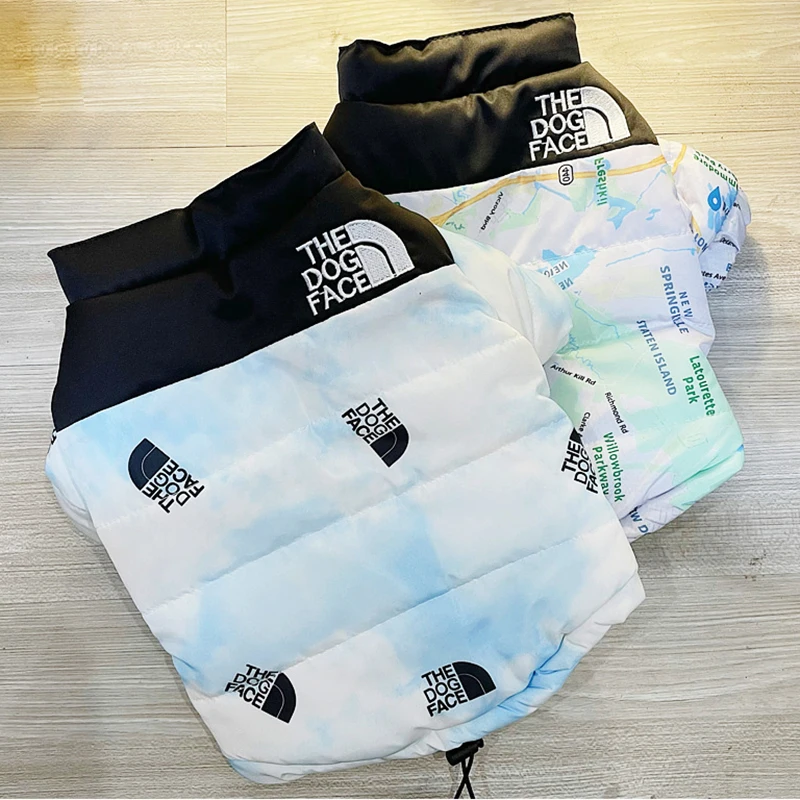 Winter Pet Dog Warm Coat Waterproof Dog Jacket The Face Fashion Pattern Cat Puppy Costume Reflective Pet Clothes