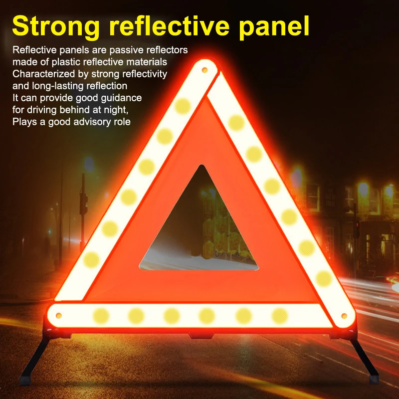 삼각형 반사형 차량 고장 표지판: 필수 접이식 삼각대 스트립