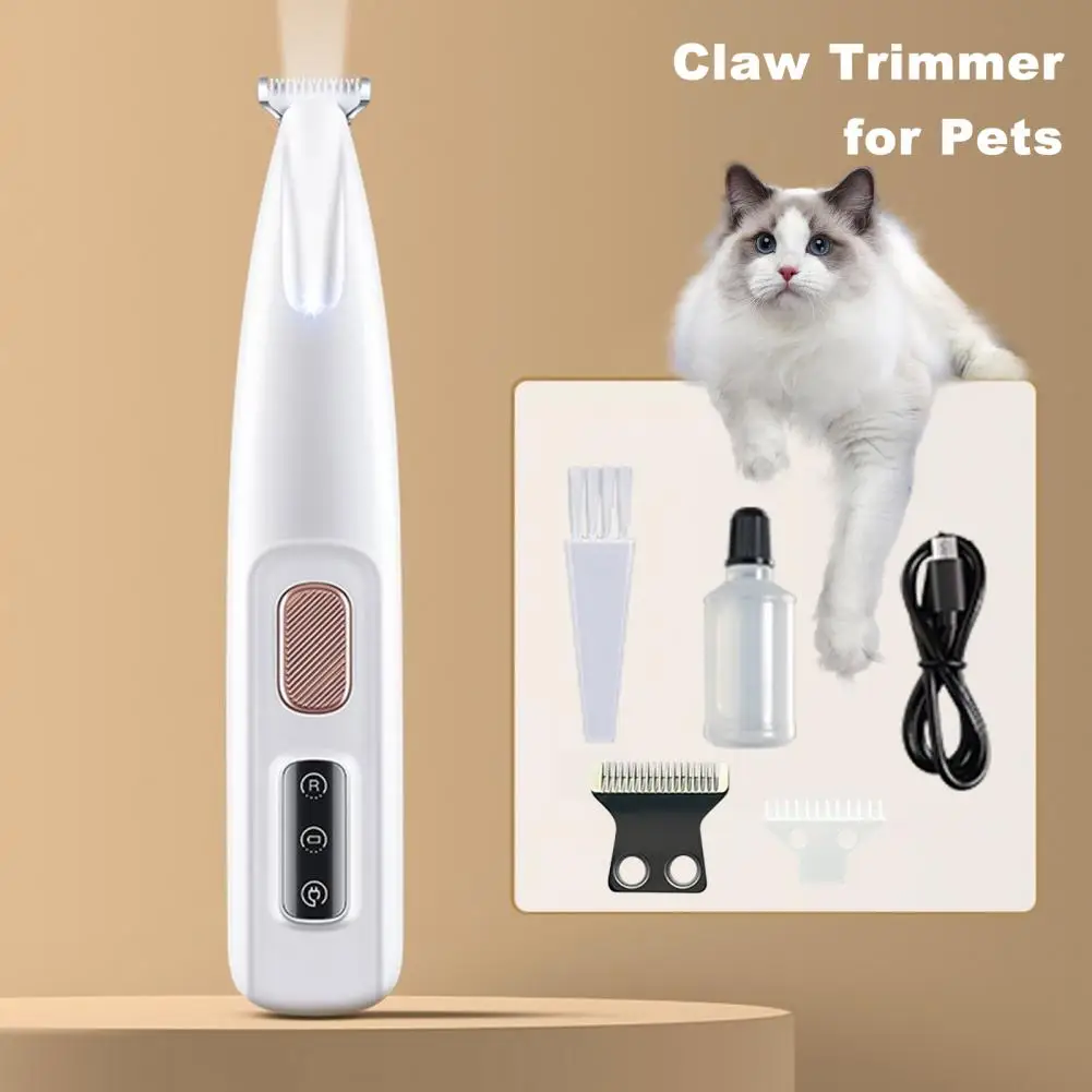Pet Hair Trimmer with Safety Features Noiseless Pet Grooming Tool Rechargeable Dog Trimmer with Led for Quiet for Eyes Cats