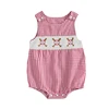 Summer Baby Clothes Newborn Boy Girl Smocked Bubble Romper Baseball Plaid Overall Infant Jumpsuit Outfit 1