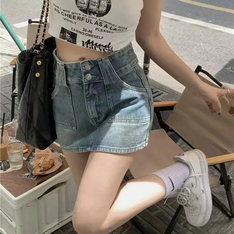 

American Vintage Style Summer Women Cowboy Skirt Sexy High Waist Big Pockets Cargo Mini Skirt Harajuku Y2k Clothing Streetwear