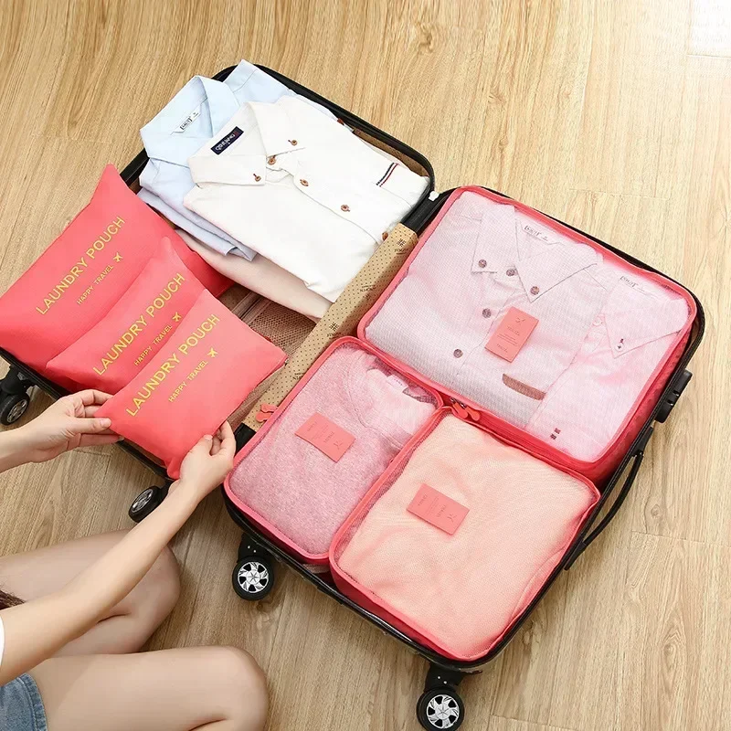 Travel Storage Bags 6pcs Set Portable Luggage Organizer Clothes Shoe Foldable Organizer