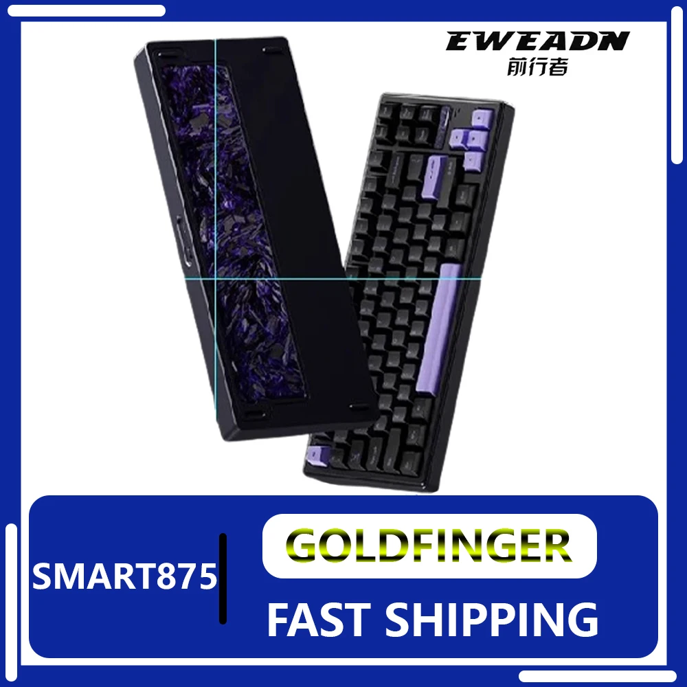 

EWEADN Smart875 Mechanical Keyboard Tri Mode Gasket CNC Aluminium Alloy QMK VIA Low Delay Gaming Keyboard PC Accessories Gifts
