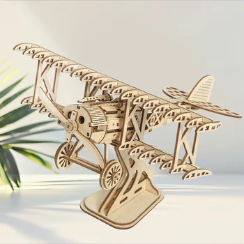 3D Wooden Bi-Plane Puzzle Model Kit 1