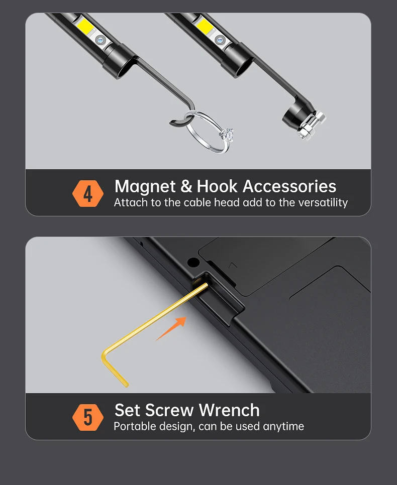 5inch Borescope Dual Lens 16.5ft Industrial Endoscope Camera with Lights1080P HD
