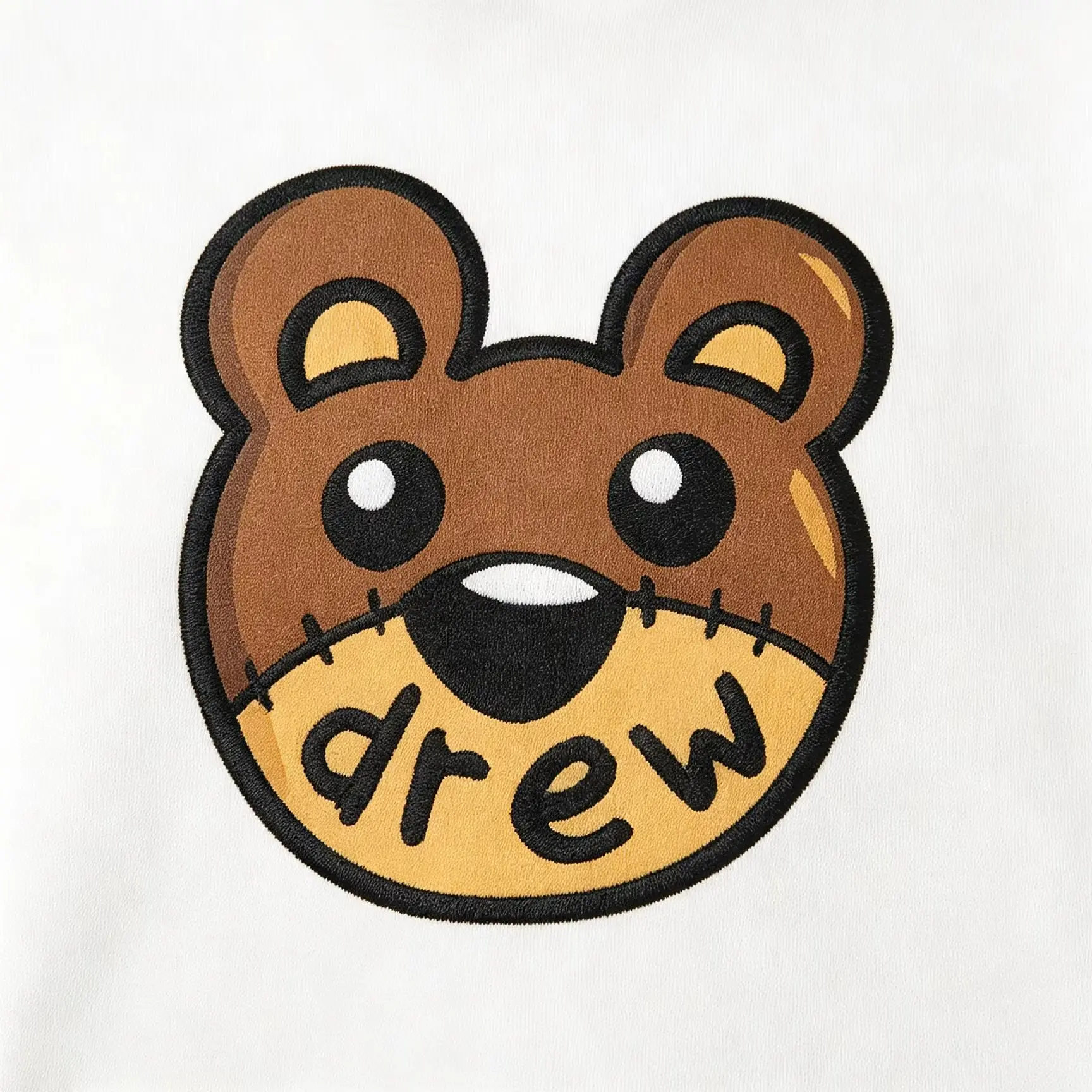 Vintage Style Drew House Bear Head Print Crewneck Sweatshirt Men Oversized Heavy Cotton Casual Streetwear Pullover