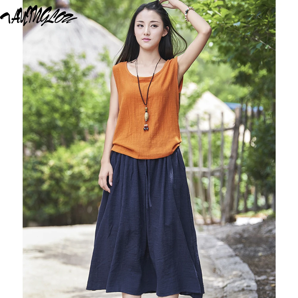 

Skirt For Women 2023 Spring And Summer Skirt Cotton Linen Literary Fresh And Simple Chinese Style Tea Undershirt Half-Body Skirt