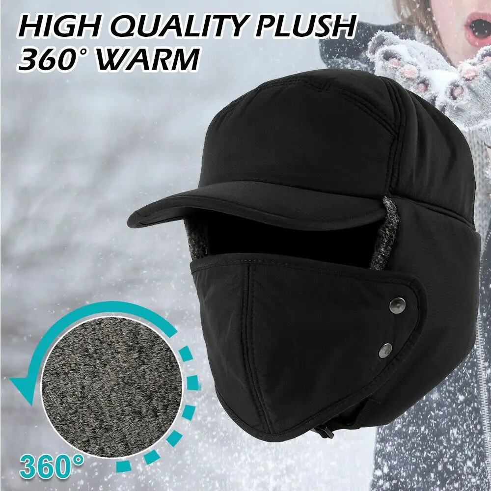 

Ski Warmer Women Winter Windproof Earmuffs Hats Wool Face Mask Thinken Ski Caps Bomber Hats Cap&Hats Earflap Warm